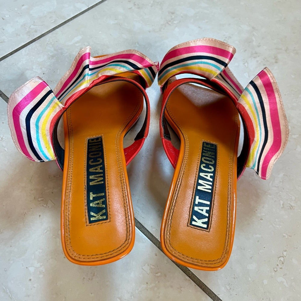Kat Maconie Desiree “Dragonfruit Stripes” Ruffle Mule Sandals – US 9 - Picture 4 of 12
